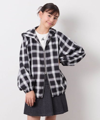 KJBED30049 a.v.v KIDS [130-160]フーディーチェックシャツブルゾン