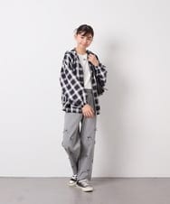 KJBED30049 a.v.v KIDS(アー・ヴェ・ヴェ) [130-160]フーディーチェックシャツブルゾン ブラック