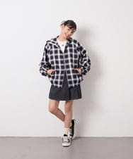 KJBED30049 a.v.v KIDS(アー・ヴェ・ヴェ) [130-160]フーディーチェックシャツブルゾン ブラック