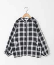 KJBED30049 a.v.v KIDS(アー・ヴェ・ヴェ) [130-160]フーディーチェックシャツブルゾン ブラック