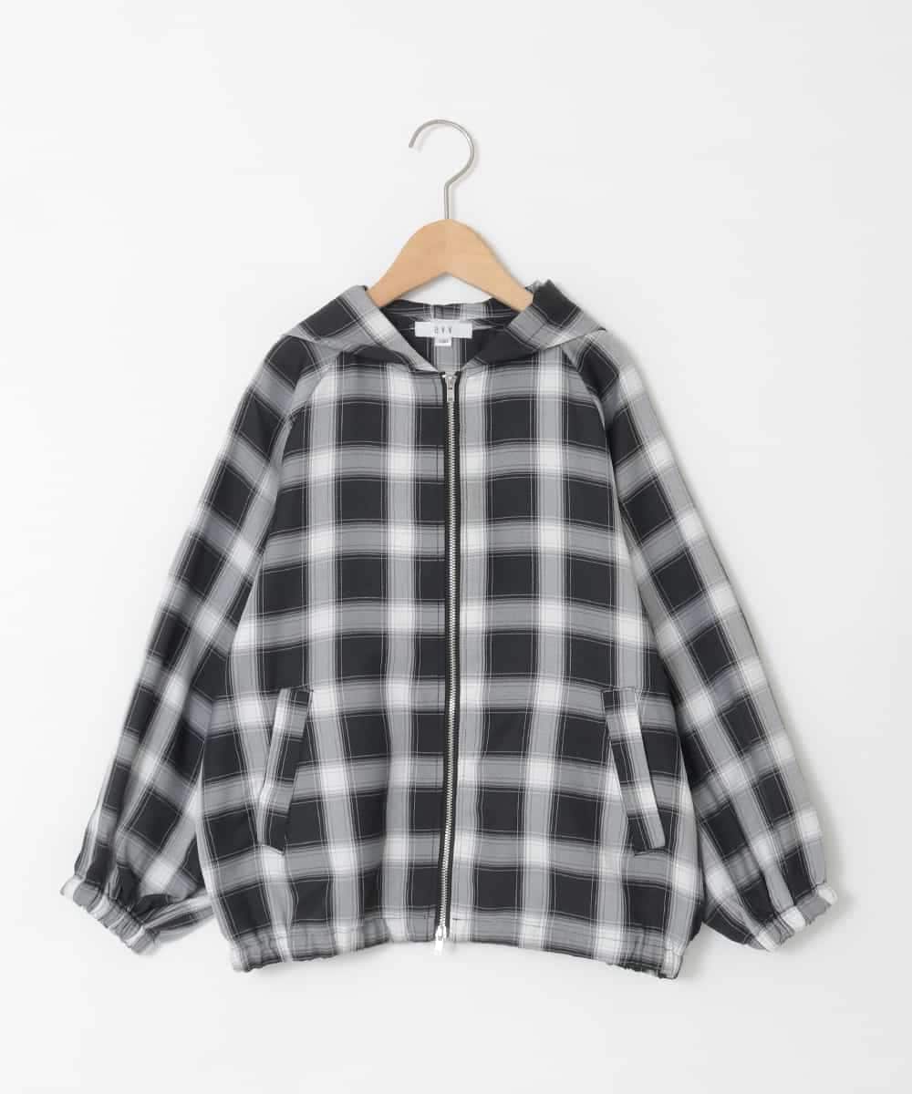 KJBED30049 a.v.v KIDS(アー・ヴェ・ヴェ) [130-160]フーディーチェックシャツブルゾン ブラック