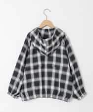 KJBED30049 a.v.v KIDS(アー・ヴェ・ヴェ) [130-160]フーディーチェックシャツブルゾン ブラック