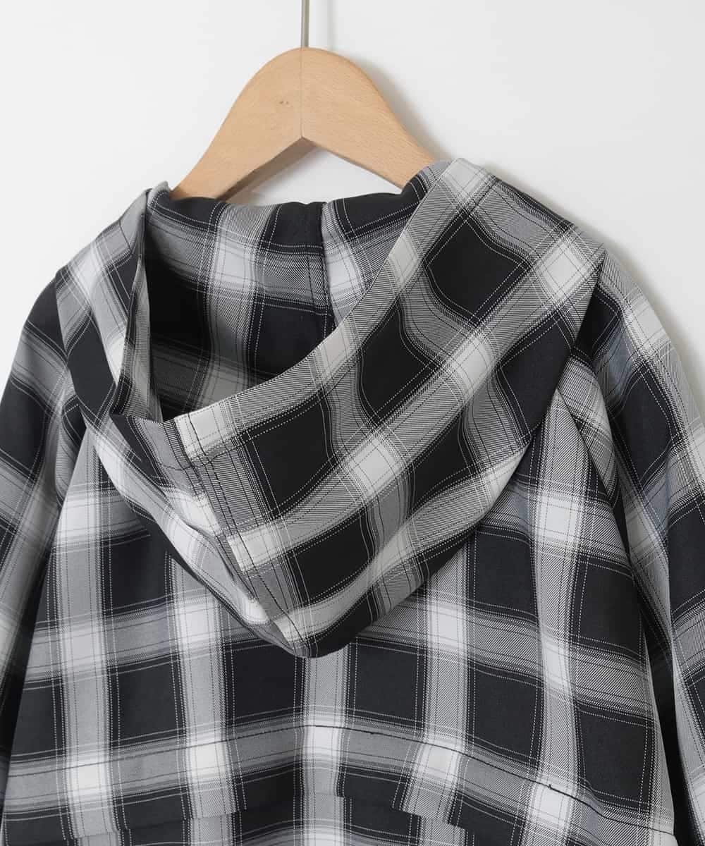 KJBED30049 a.v.v KIDS(アー・ヴェ・ヴェ) [130-160]フーディーチェックシャツブルゾン ブラック