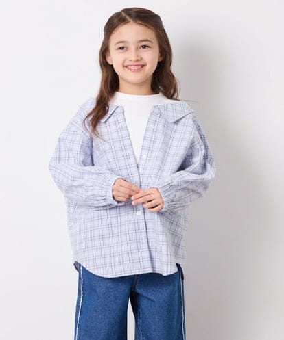 KJBED31039 a.v.v KIDS [130-160]スプリングチェックレイヤード風ブラウス