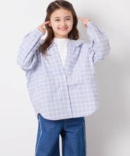 KJBED31039 a.v.v KIDS(アー・ヴェ・ヴェ) [130-160]スプリングチェックレイヤード風ブラウス ライトブルー