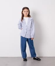 KJBED31039 a.v.v KIDS(アー・ヴェ・ヴェ) [130-160]スプリングチェックレイヤード風ブラウス ライトブルー