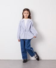 KJBED31039 a.v.v KIDS(アー・ヴェ・ヴェ) [130-160]スプリングチェックレイヤード風ブラウス ライトブルー