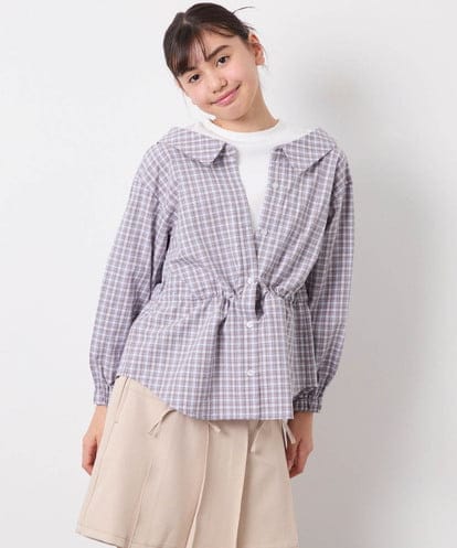 KJBED31039 a.v.v KIDS [130-160]スプリングチェックレイヤード風ブラウス