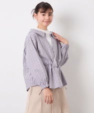 KJBED31039 a.v.v KIDS(アー・ヴェ・ヴェ) [130-160]スプリングチェックレイヤード風ブラウス グレー