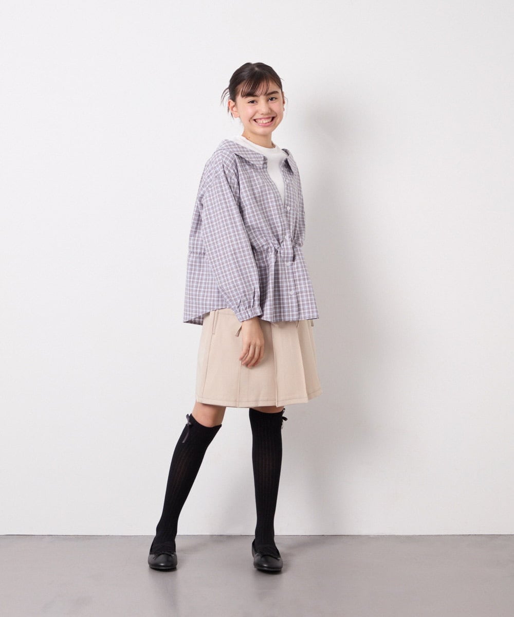 KJBED31039 a.v.v KIDS(アー・ヴェ・ヴェ) [130-160]スプリングチェックレイヤード風ブラウス グレー