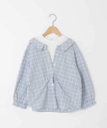 KJBED31039 a.v.v KIDS [130-160]スプリングチェックレイヤード風ブラウス