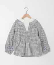 KJBED31039 a.v.v KIDS(アー・ヴェ・ヴェ) [130-160]スプリングチェックレイヤード風ブラウス グレー