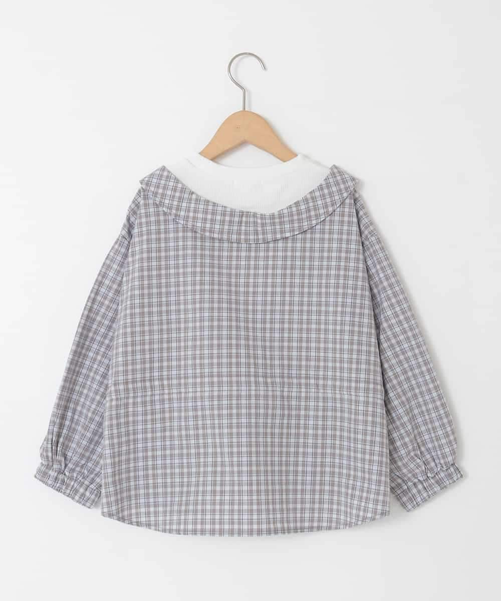 KJBED31039 a.v.v KIDS(アー・ヴェ・ヴェ) [130-160]スプリングチェックレイヤード風ブラウス グレー