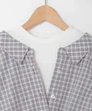 KJBED31039 a.v.v KIDS(アー・ヴェ・ヴェ) [130-160]スプリングチェックレイヤード風ブラウス グレー