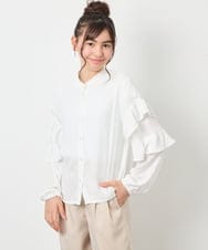 KJBED32039 a.v.v KIDS(アー・ヴェ・ヴェ) [130-160]袖フリルブラウス ホワイト