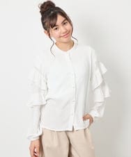 KJBED32039 a.v.v KIDS(アー・ヴェ・ヴェ) [130-160]袖フリルブラウス ホワイト