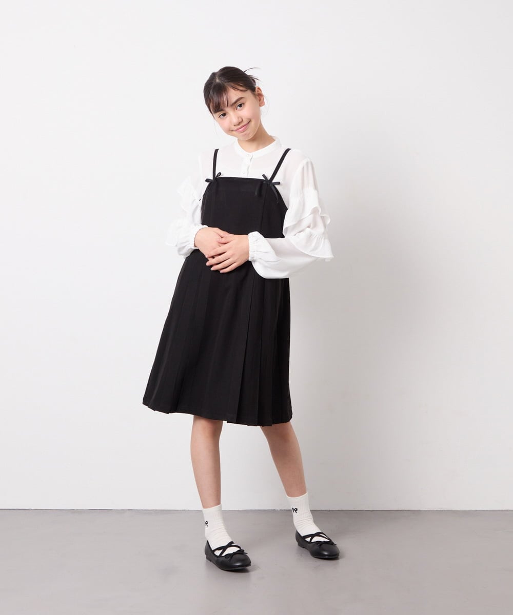 KJBED32039 a.v.v KIDS(アー・ヴェ・ヴェ) [130-160]袖フリルブラウス ホワイト