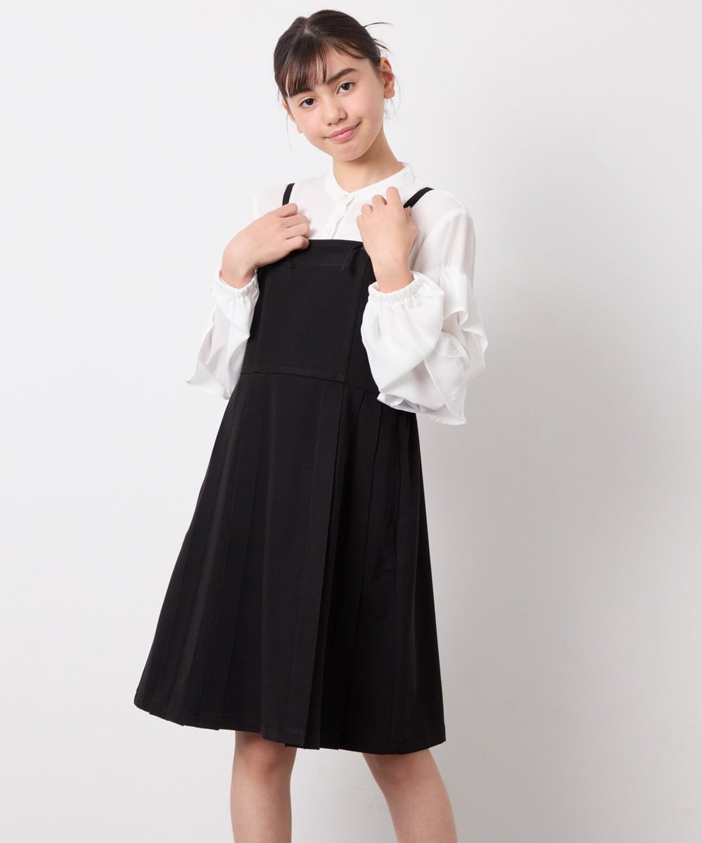 KJBED32039 a.v.v KIDS(アー・ヴェ・ヴェ) [130-160]袖フリルブラウス ホワイト