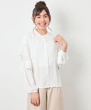 KJBED32039 a.v.v KIDS(アー・ヴェ・ヴェ) [130-160]袖フリルブラウス ホワイト