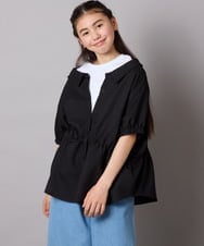 KJBFA03034 a.v.v KIDS(アー・ヴェ・ヴェ) [120-130]麻調レイヤード風ブラウス グリーン