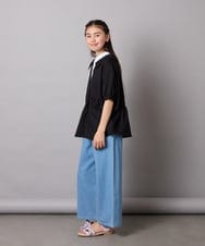 KJBFA03034 a.v.v KIDS(アー・ヴェ・ヴェ) [120-130]麻調レイヤード風ブラウス グリーン