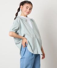 KJBFA03034 a.v.v KIDS(アー・ヴェ・ヴェ) [120-130]麻調レイヤード風ブラウス グリーン