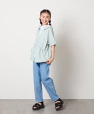 KJBFA03034 a.v.v KIDS(アー・ヴェ・ヴェ) [120-130]麻調レイヤード風ブラウス グリーン