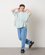 KJBFB03039 a.v.v KIDS(アー・ヴェ・ヴェ) [140-150]麻調レイヤード風ブラウス グリーン