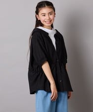 KJBFB03039 a.v.v KIDS(アー・ヴェ・ヴェ) [140-150]麻調レイヤード風ブラウス グリーン