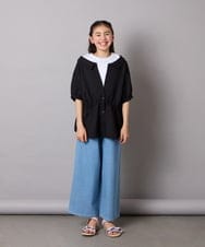 KJBFC03044 a.v.v KIDS(アー・ヴェ・ヴェ) [160]麻調レイヤード風ブラウス ブラック