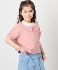 KJBFD40039 a.v.v KIDS(アー・ヴェ・ヴェ) [120-160]半袖レイヤード風シャツ ピンク