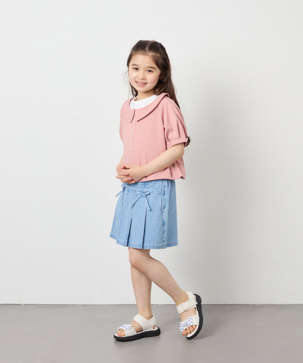 KJBFD40039 a.v.v KIDS(アー・ヴェ・ヴェ) [120-160]半袖レイヤード風シャツ ピンク