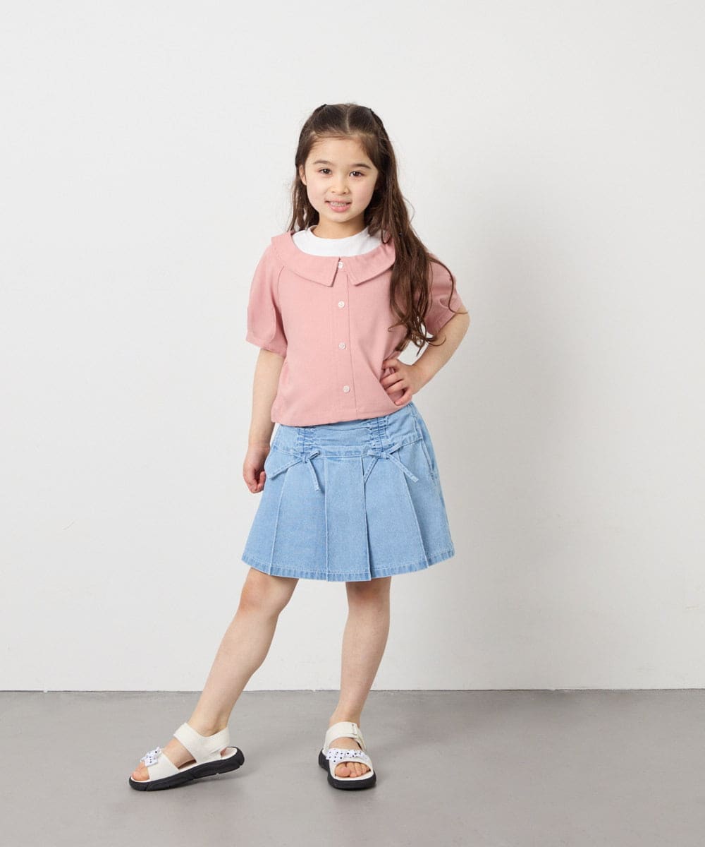 KJBFD40039 a.v.v KIDS(アー・ヴェ・ヴェ) [120-160]半袖レイヤード風シャツ ピンク