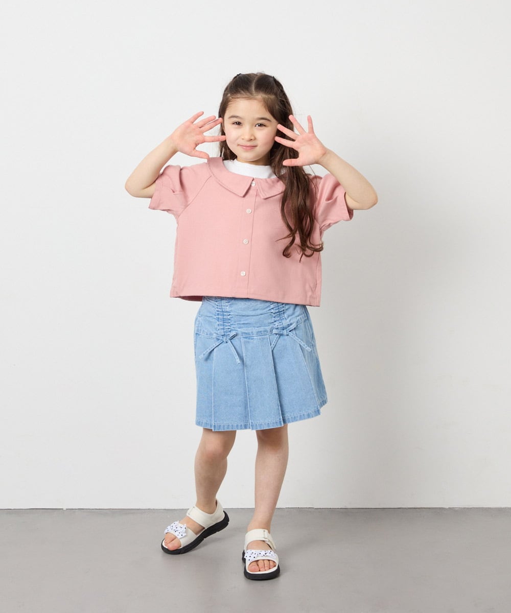 KJBFD40039 a.v.v KIDS(アー・ヴェ・ヴェ) [120-160]半袖レイヤード風シャツ ピンク