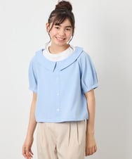 KJBFD40039 a.v.v KIDS(アー・ヴェ・ヴェ) [120-160]半袖レイヤード風シャツ ライトブルー