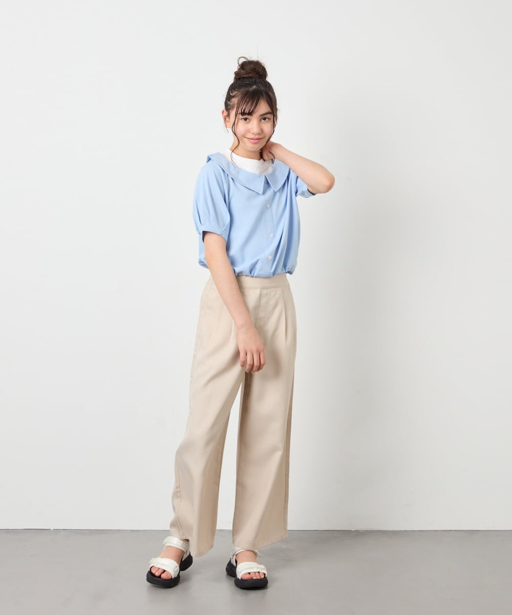 KJBFD40039 a.v.v KIDS(アー・ヴェ・ヴェ) [120-160]半袖レイヤード風シャツ ライトブルー