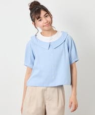 KJBFD40039 a.v.v KIDS(アー・ヴェ・ヴェ) [120-160]半袖レイヤード風シャツ ライトブルー