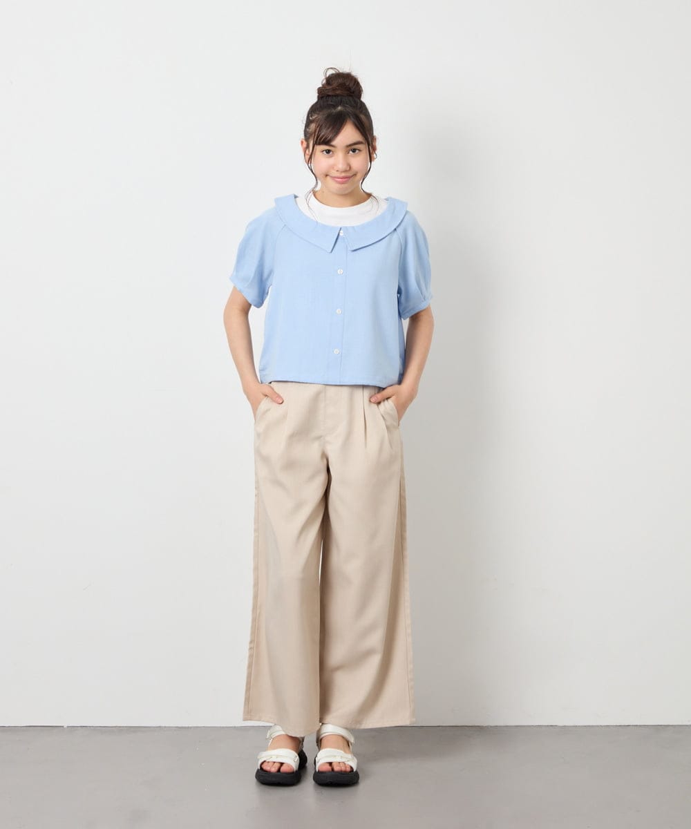 KJBFD40039 a.v.v KIDS(アー・ヴェ・ヴェ) [120-160]半袖レイヤード風シャツ ライトブルー