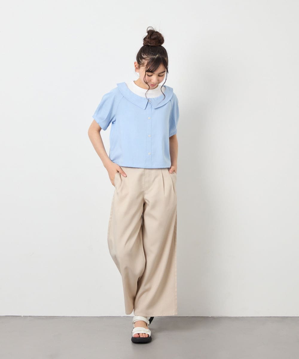 KJBFD40039 a.v.v KIDS(アー・ヴェ・ヴェ) [120-160]半袖レイヤード風シャツ ライトブルー