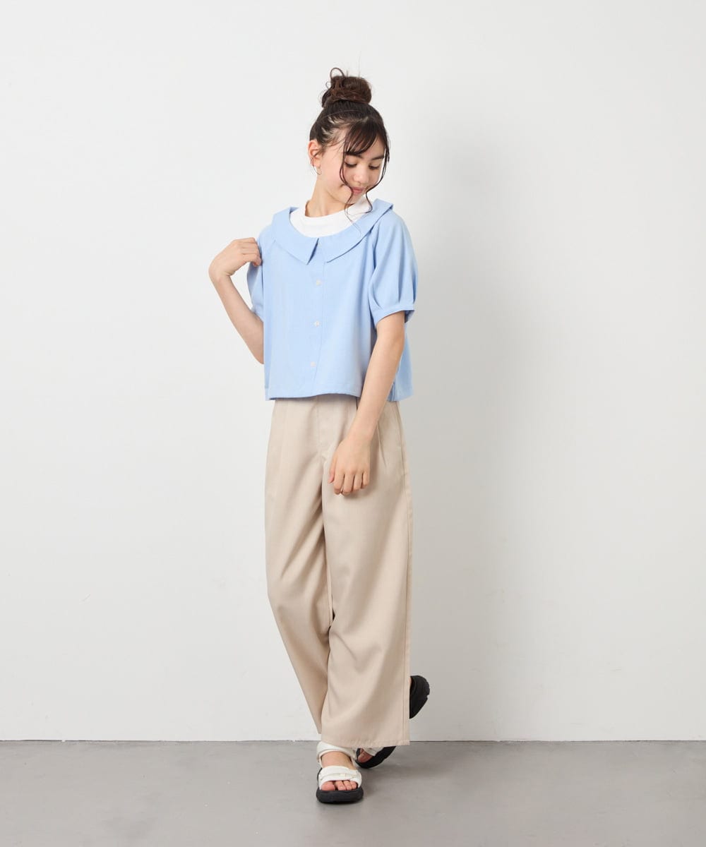 KJBFD40039 a.v.v KIDS(アー・ヴェ・ヴェ) [120-160]半袖レイヤード風シャツ ライトブルー