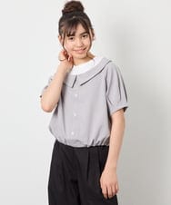 KJBFD40039 a.v.v KIDS(アー・ヴェ・ヴェ) [120-160]半袖レイヤード風シャツ ライトグレー