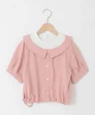 KJBFD40039 a.v.v KIDS(アー・ヴェ・ヴェ) [120-160]半袖レイヤード風シャツ ピンク