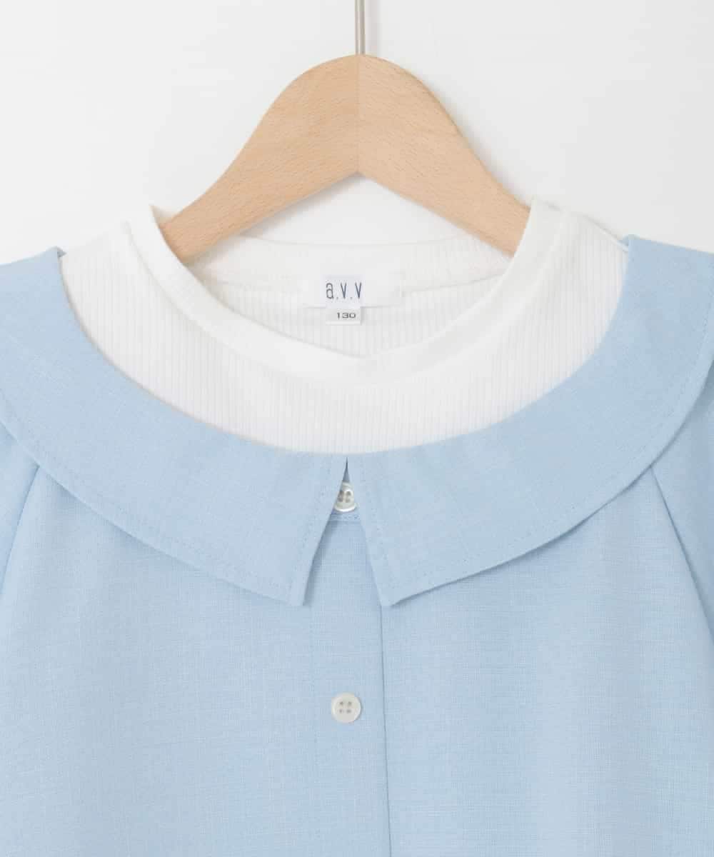 KJBFD40039 a.v.v KIDS(アー・ヴェ・ヴェ) [120-160]半袖レイヤード風シャツ ライトブルー