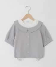 KJBFD40039 a.v.v KIDS(アー・ヴェ・ヴェ) [120-160]半袖レイヤード風シャツ ライトグレー