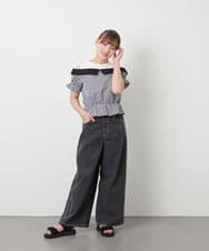 KJBFD55039 a.v.v KIDS(アー・ヴェ・ヴェ) [120-160]バイカラーチェックレイヤード風ブラウス ブラック