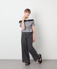 KJBFD55039 a.v.v KIDS(アー・ヴェ・ヴェ) [120-160]バイカラーチェックレイヤード風ブラウス ブラック