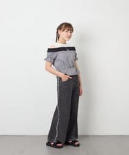 KJBFD55039 a.v.v KIDS(アー・ヴェ・ヴェ) [120-160]バイカラーチェックレイヤード風ブラウス ブラック