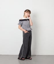 KJBFD55039 a.v.v KIDS(アー・ヴェ・ヴェ) [120-160]バイカラーチェックレイヤード風ブラウス ブラック