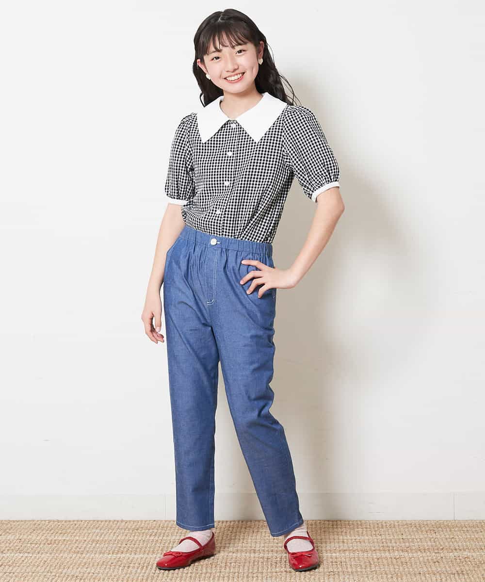 KJBFM34024 a.v.v KIDS(アー・ヴェ・ヴェ) [100-130]【イージーケア・セットアップ対応】衿つきギンガムチェックブラウス[WEB限定サイズ] ライトグレー