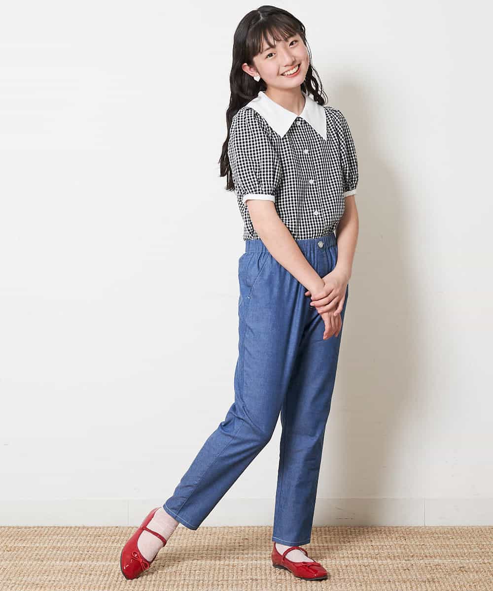 KJBFM34024 a.v.v KIDS(アー・ヴェ・ヴェ) [100-130]【イージーケア・セットアップ対応】衿つきギンガムチェックブラウス[WEB限定サイズ] ライトグレー